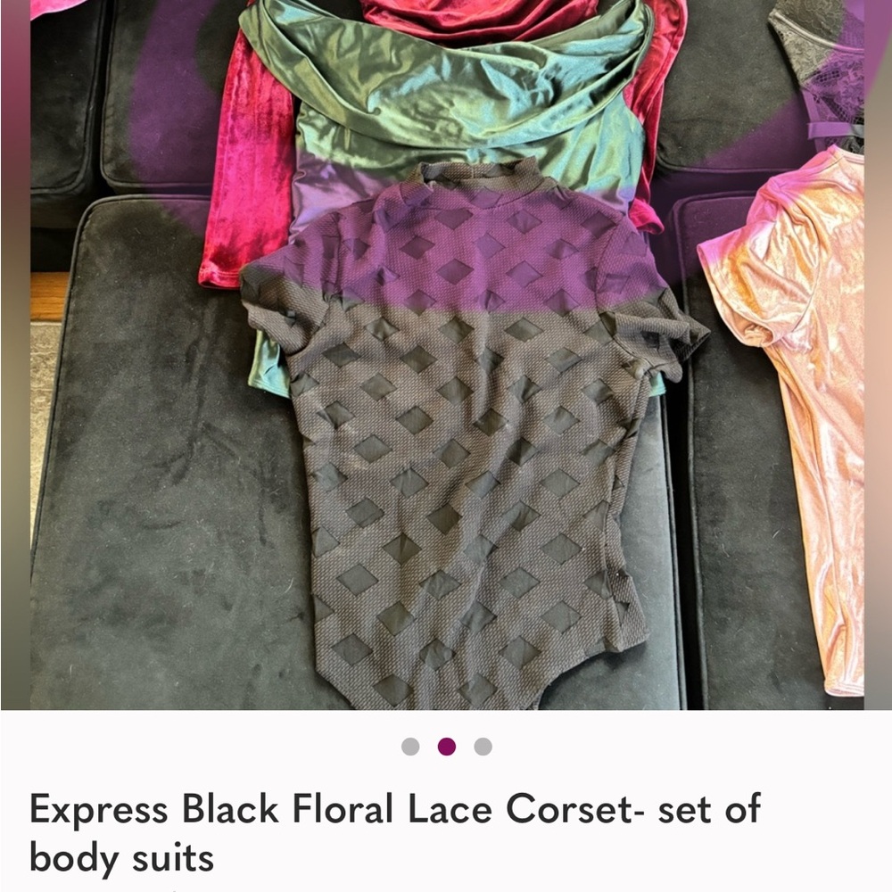 Express Black Floral Lace Corset- set of body suits